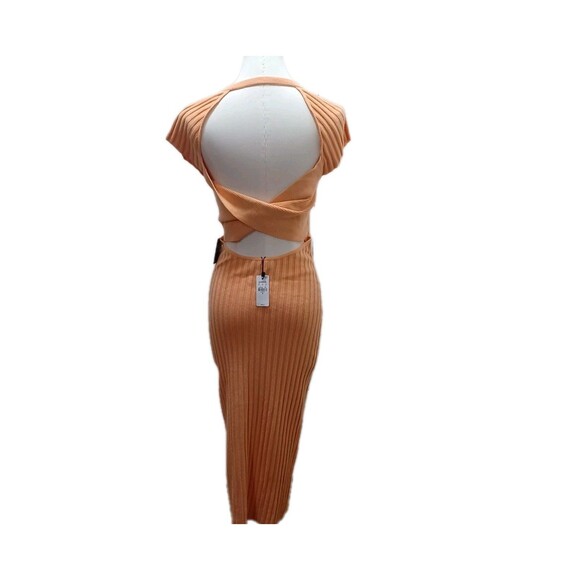 Express Ribbed Knit Midi Sweater  Dress Medium Open Twist Back Feminine - Picture 4 of 7